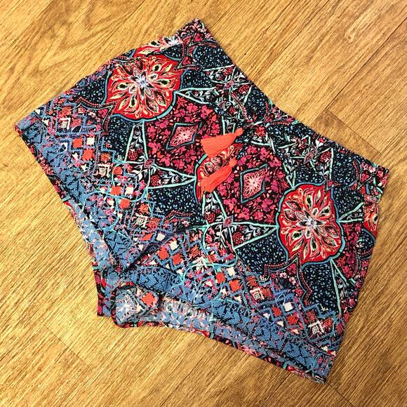 GAP Pants - GAP Floral Embroidered Pull on Multicolored Shorts with Tassel Ties Size Small